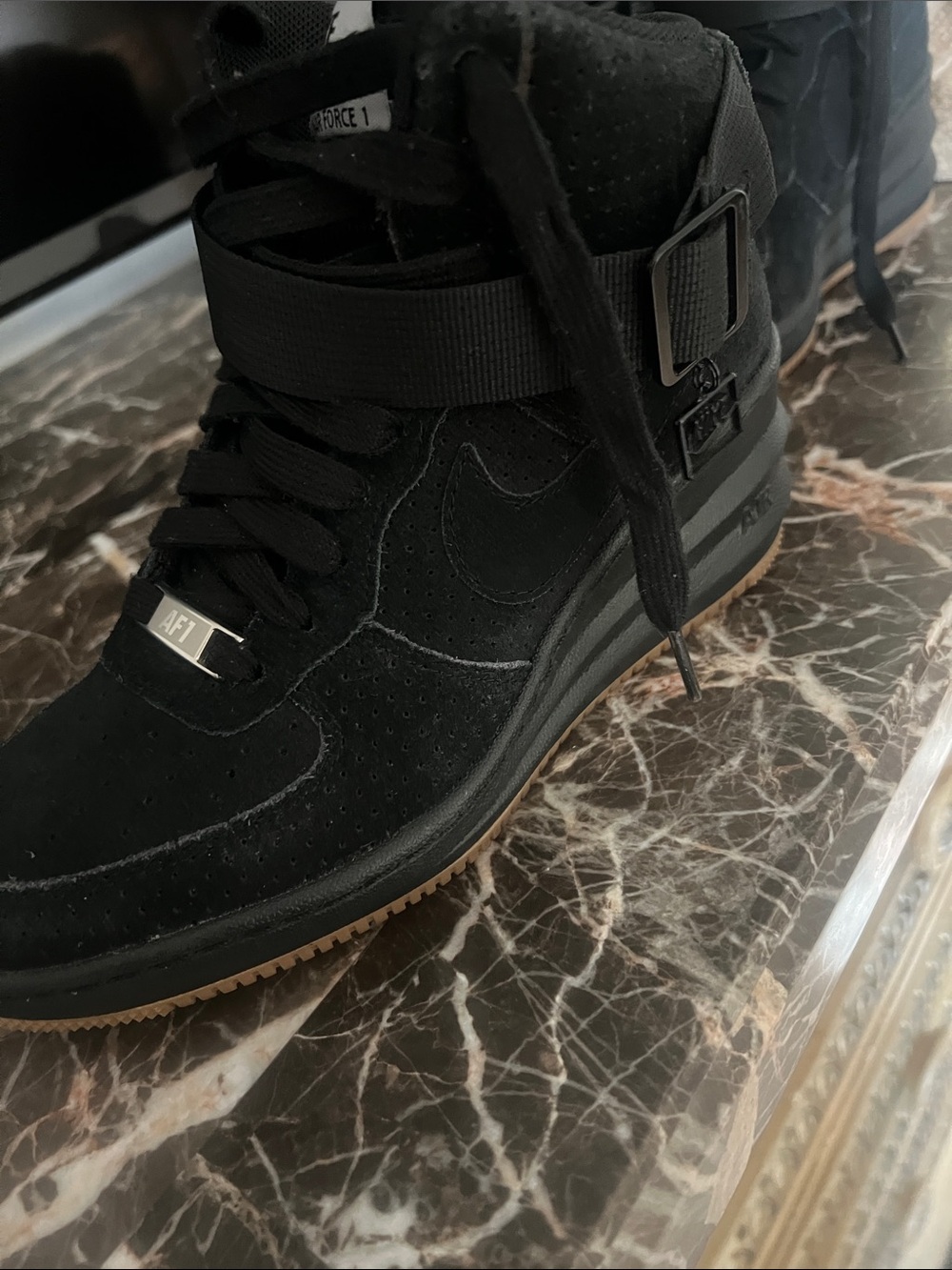 Nike Black High-Top Suede Strap Sneaker